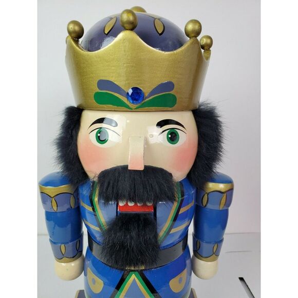 Vintage Deluxe Christmas Nutcracker Wood 13" Blue Soldier Holiday Decor‎ - Picture 2 of 11